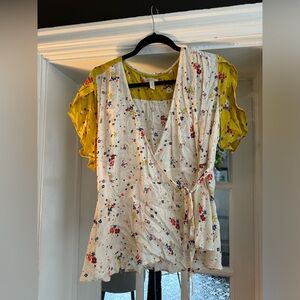 Anthropologie floral wrap blouse